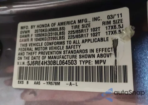 2011 Honda Cr-V Lx z USA, uszkodzony, nr VIN 5J6RE4H30BL064503